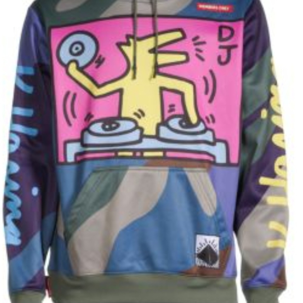 NWT Members Only Keith Haring Foundation Graphic Hoodie Long Sleeve Sweatshirt-L - Picture 3 of 6